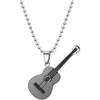 YIRAN Jewelry Mode Punk Rostfritt Stål Rock Musik Gitarr Hänge Halsband För Män Pärlkedja Halsband Hip Hop Personlighet Party Smycken