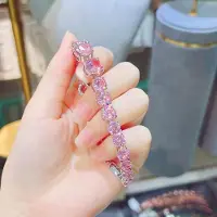 Yiran pet products Lyxig hel diamant Gul/Rosa Zirkonarmband Dammode Rosa Kristall Rosa Diamantarmband Smycken Partihandel