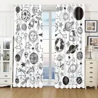Yiran Furniture Månen Tarot Sol Andlig Blomma Svarta Fönster Gardiner i Barn Sovrum Vardagsrum Hall Behandlingar Köksinredning Gardiner Persienner W50 X H130(CM)X2&Grommet Top