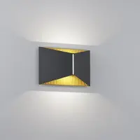HELESTRA LED-vägglampa VID, svart/guld, upp/ner, IP65 dimbar, Svart, Arbetsrum / kontor, Aluminium / grå / zink, LED-vägglampa, vägglampa inomhus
