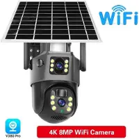 LS VISION 4K 8MP WiFi Solar Batteri Kamera 4G Sim-kort Dubbel lins Dubbel skärm Utomhus Säkerhetsskydd PTZ Cam PIR Människoupptäckt CCTV WiFi Cam