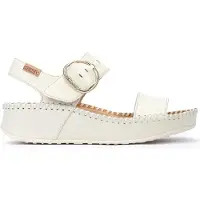 Pikolinos för kvinnor. W1C-0709 Vita lädersandaler Marina -Högkant 5cm (36), Hud, 3 till 5 cm, Spänne, Casual, Klassisk