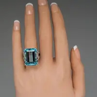 Yiran pet products 100 %S925 Sterling Silver Smycken Princess Sea Blue Topaz Ring Fyrkantig Ädelsten Anillo 925 Smycken Dam Safir Ringar Box 9 blå
