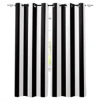 Yiran Furniture Enkla Svartvita Ränder Gardiner Dekor Draperi Barnrumsgardin 2 Paneler Med Öglor Fönsterbehandling Fönster Fri Frakt W60H60(CM)x2PCS&HOOK