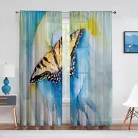 Household supplies MH Vårblomma Färgstark Blommig Fjäril Skir Gardin för Vardagsrum Voile Fönsterpersienner Sovrum Tyll Draperi Köksgardiner 100W130H(CM)40x51in&Grommet Top