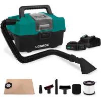 Vonroc Bärbar dammsugare 20V – 2.0Ah | Inkl. Tillbehör, 2x batterier och snabbladdare