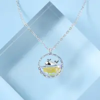 YIRAN Jewelry S925 Sterling Silver Glaserad Stenval Halsband Kvinna Lätt Lyx Enkel Ins Nisch Design Nyckelbenskedja Lyx gray