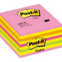 Post-It Kub 76x76 mm rosa/gul