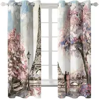 Household supplies MH Romantisk Paris Eiffeltornet Konstnärliga Fotografiska Verk Lyxig Vardagsrum Sovrum Dekor Gardiner 2 Paneler 50W130H(CM)X2PCS&Grommet Top white