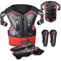 CHCYCLE Bröstskydd för barn, Dirt Bike Motocross Skyddsrustning, Youth Riding Cykelväst Jacka, Helkroppsrygg Ryggrustning Gear Guard Protection One Size röd