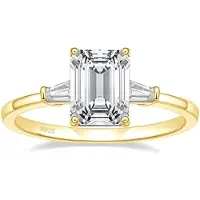 ANENJERY Bijouterie 3CT 925 Sterling Silver förlovningsringar 3-stenar Emerald Cut Cubic Zirconia vigsellöftesringar för kvinnor Gft smycken 8.5 white