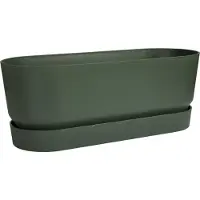 Elho Jardinière ovale GREENVILLE - Ø49 x 19,8 x 18,4 cm - Plastique recyclé - Résistant au gel - Leaf Green