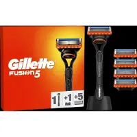 Gillette Fusion5 rakhyvel med stativ + 5 reservblad