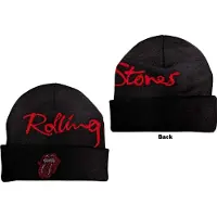 Ginza.se The Rolling Stones: Unisex Beanie Hat/Embellished Classic Tongue (Black) (Back Print)