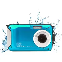 Easypix W3027-I Wave Iceblue Digitalkamera 30 Megapixel Blå/isblå inkl. Batteri, Väska Bildstabilisering, Full HD Video, Vattentät till 3 m, med inbyggd blixt,