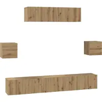 vidaXL TV-bänkset Väggmonterad 7 pcs Artisan Ek Konstruerat trä