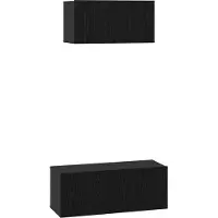 vidaXL TV-bänkset Väggmonterad 2 pcs Svart Ek Konstruerat trä