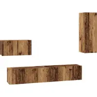 vidaXL Vägg TV Skåp Väggmonterad 4 pcs Gammalt trä Konstruerat trä