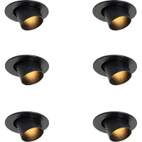 QAZQA Set med 6 infällda spotlights svart GU10 35mm rund justerbar - Installa