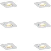 QAZQA Set med 6 rundade infällda spotlights vita GU10 50mm roterbara och lutningsbara IP44 - Alberto
