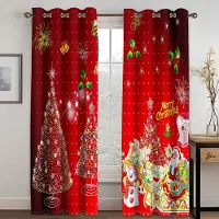 Yiran Furniture Tecknad jultomte Julgran Röd Grön Fönster Gardiner För Barn Sovrum Vardagsrum Badrum Kicthen Dörr Hall Heminredning W50 X H130(CM)X2&Grommet Top