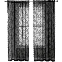 INF Svarta spetsgardiner 2 st Svart 100 x 200 cm