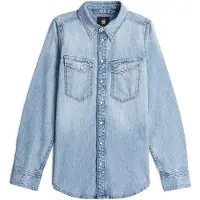 G-Star för kvinnor. D27714-D539-G342 Slim Western Shirt ljusblå (XL), Casual, Bomull, Lång ärm