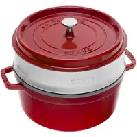 Staub roasting pan - cocotte 26cm, 5,2L, red with steam tray