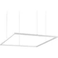 Ideal Lux Pendellampa Oracle Slim Square, Vitt / opal, Vardagsrum / matsal, Aluminium / grå / zink, Modern