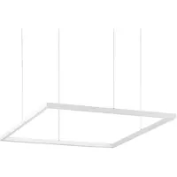 Ideal Lux Pendellampa Oracle Slim Square, Vitt / opal, Vardagsrum / matsal, Aluminium / grå / zink, Modern