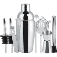 INF 8-delar cocktailset , barset, shaker 550ml - Rostfritt stål Silver