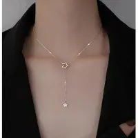 YIRAN Jewelry Julklapp 925 Sterling Silver Söt Glänsande Stjärna Choker Drop Charm Halsband Charmig kvinna Bröllopsfest Födelsedagssmycken 40cm silver