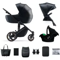Kinderkraft 3-i-1 barnvagn PRIME 2 3IN1 MINK PRO VENEZIAN Svart, KSPRIM02BLK300I