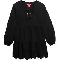 Superdry för kvinnor. W8011914A Broderie kort klänning svart (L), Casual, Syntetisk, Lång ärm