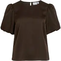 Vila Ellette 2/4 Satin Puff Top T-shirt Med Korta ärmar