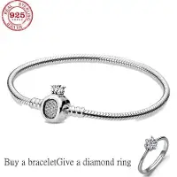 Yiran pet products Äkta 100 % 925 Sterling Silver Crown Armband Passar Original Armband Charm Snake Armband För Dam Klassisk Jude av hög kvalitet 19cm