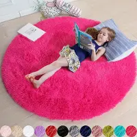 WTEMPO Plysch rund matta Fluffiga vita mattor för vardagsrum Mjuk heminredning Sovrum Barnrum dekoration Salong Tjock lugg matta 140*140cm