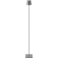 Sigor LED-golvlampa Nuindie IP54 120 cm rund USB-C grafit Nuindie, dimbar, Aluminium / grå / zink, Vardagsrum / matsal, Aluminium / grå / zink, Modern
