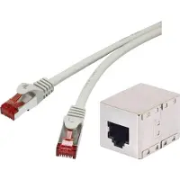 Renkforce RF-3829272 RJ45 Nätverkkabel, Patchkabel CAT 6A S/FTP 20.00 m Grå med låsskydd, Flamskyddsmedel 1 st