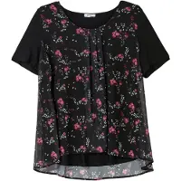 Sheego Blus beige / magenta / mörkrosa / svart