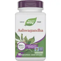 Nature'S Way , Ashwagandha, Standardiserad Extrakt, 500 mg, 60 Vegansk Capsul (250 mg Per kapsel)