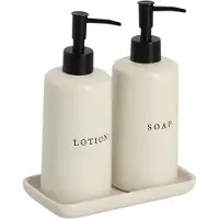 Zeller BATH STYLE tvålar- och lotiondispensers i keramik, 3 delar