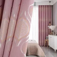 WTEMPO Mörkläggningsgardiner Nordic Simple Vardagsrum Sovrum Hem Isolering burspråk Gardinstång 200*270cm*2pcs rosa