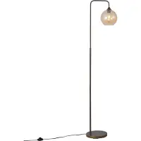 QAZQA Art Deco Golvlampa Mörkbrons med Amberfärgat Glas - Sandra