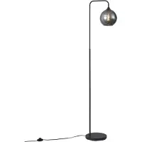 QAZQA Art Deco Golvlampa Svart med Rökglas - Sandra