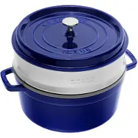 Staub roasting pan - cocotte 26cm, 5,2L, blue with steam tray