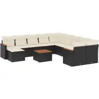vidaXL Loungegrupp med dynor 12 delar svart konstrotting