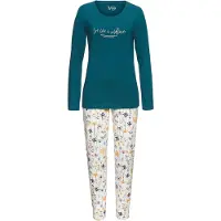 Vivance Pyjamas 'Dreams' petrol / violettblå / ljusorange / ullvit