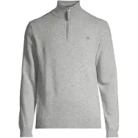 Gant för män. 87213 Tröja i mycket fin fårull med grå halv dragkedja (XXL), Casual