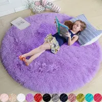 WTEMPO Plysch rund matta Fluffiga vita mattor för vardagsrum Mjuk heminredning Sovrum Barnrum dekoration Salong Tjock lugg matta 160*160cm